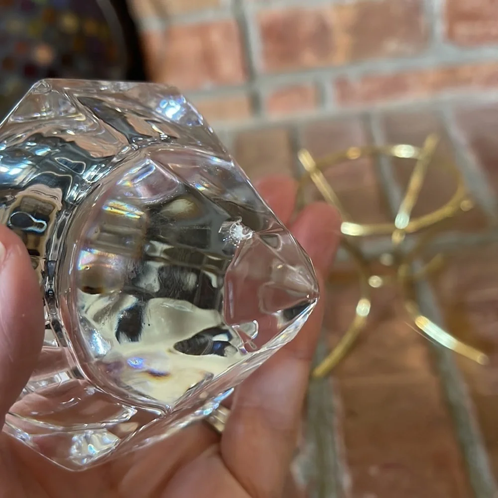 PartyLite Solitaire Crystal & Brass Candle Holder